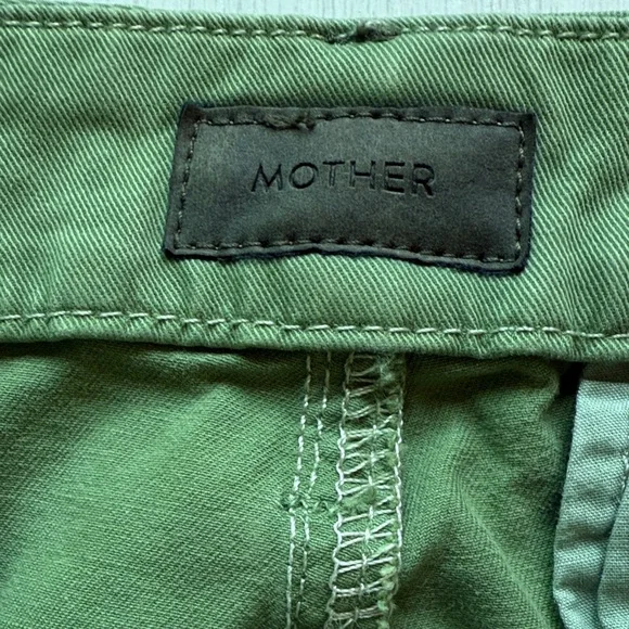 MOTHER Shaker Prep Fray Olive Green Pants with Red Accent Size 27 - Picture 2 of 10